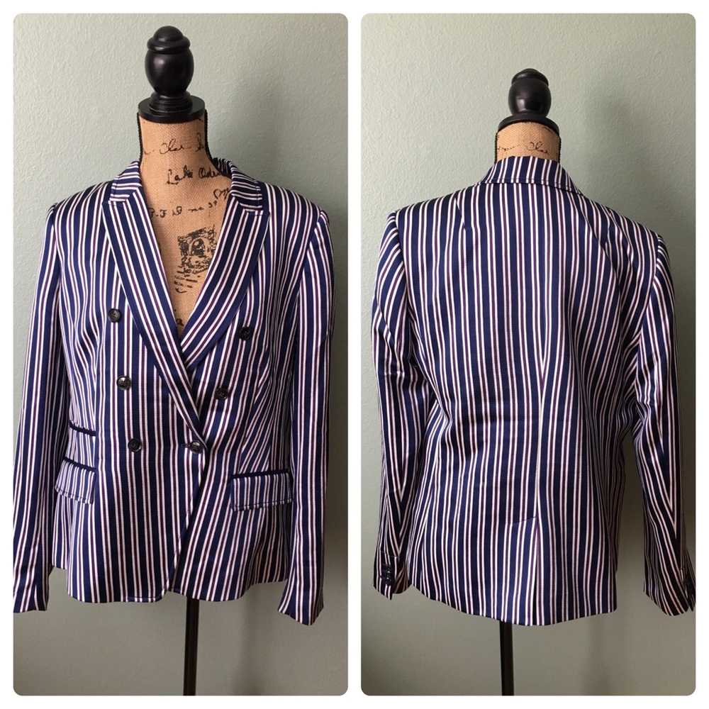 NWT Banana Republic size 12 blue stripe blazer!
